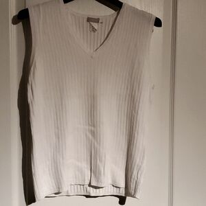 J.Crew large white knit ribs top sleeveless well worn very comfortable